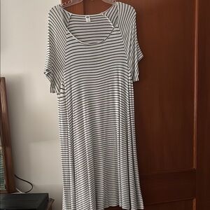 Old Navy Black and White Striped Scoop Neck Swing Dress